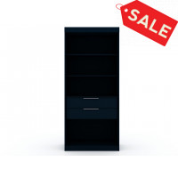 Manhattan Comfort 109GMC4 Mulberry Open 1 Sectional Modern Armoire Wardrobe Closet with 2 Drawers in Tatiana Midnight Blue